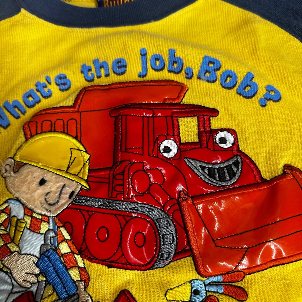 Y2K Bob the Builder Vintage Toddler Boy 2T Graphic Raglan T-Shirt Yellow - Picture 5 of 8